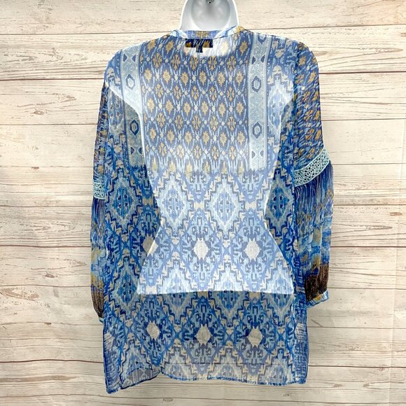 Hale Bob Silk Chiffon Metallic Accent Blouse - Picture 2 of 7